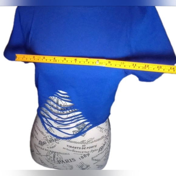 Love J Royal Blue Shredded Crop Top - Picture 5 of 10